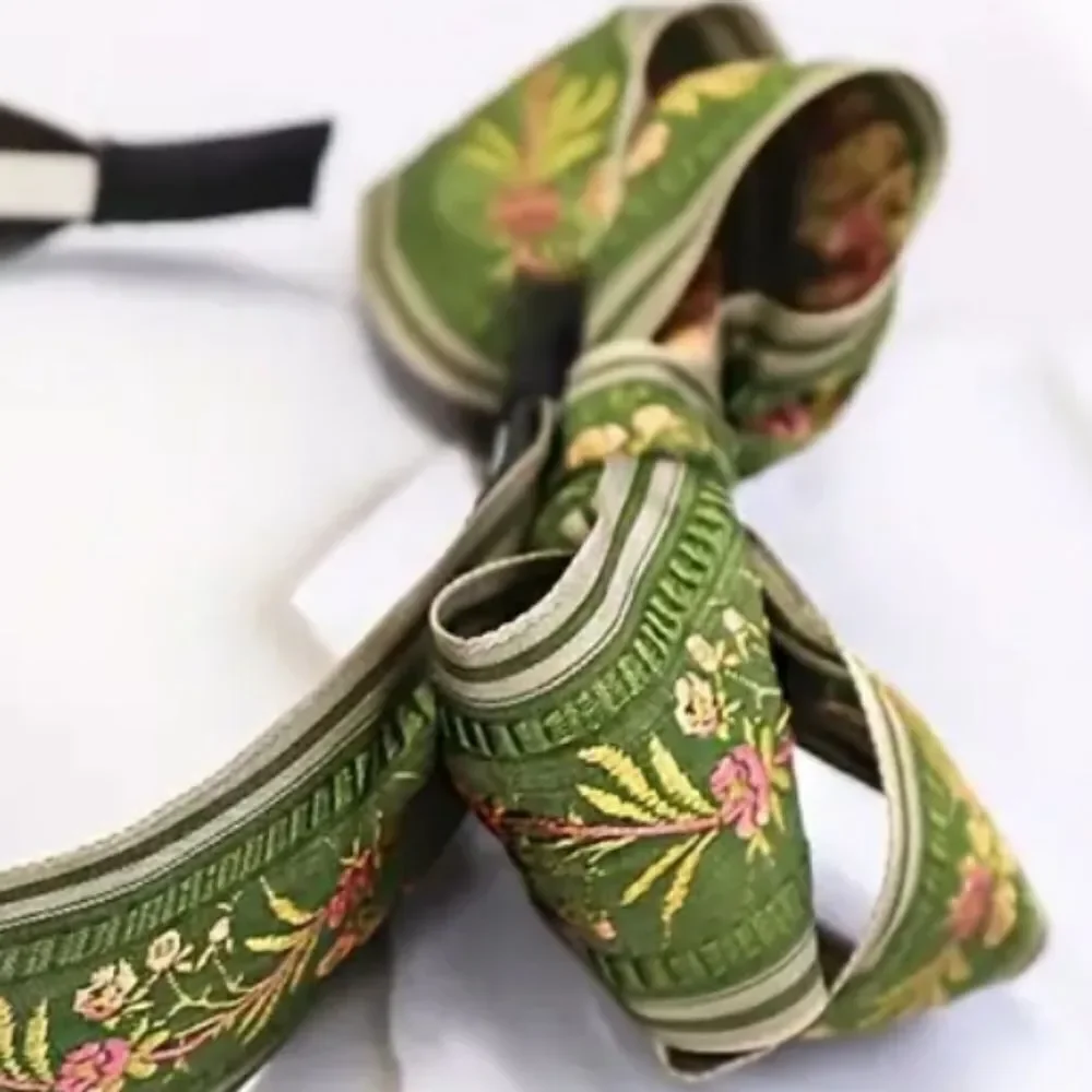 Free People Army Green Floral Side Bow Headband Cottagecore Feminine Nwot